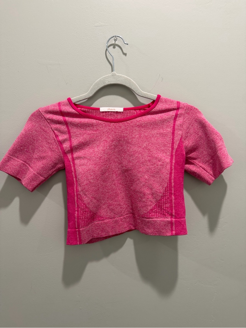 Shasa Pink Seamless Crop Top Women’s Athletic Gym Shirt
